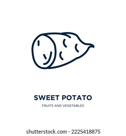 sweet potato icon from fruits and vegetables collection. Thin linear sweet potato, vegetable, vegetarian outline icon isolated on white background. Line vector sweet potato sign, symbol for web and 