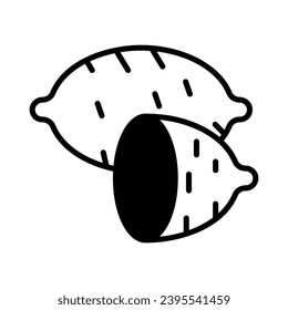 Icono de batata suave aísla la ilustración del material del vector de fondo blanco.