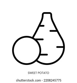 sweet potato icon. Line Art Style Design Isolated On White Background