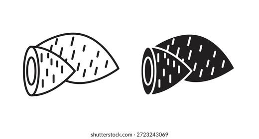 Contorno del icono de la batata y signo de Vector sólido, pictogramas lineales