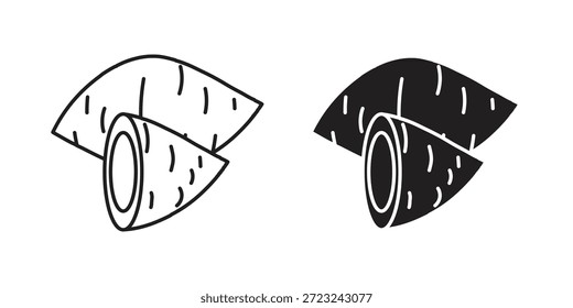 Contorno del icono de la batata y signo de Vector sólido, pictogramas lineales
