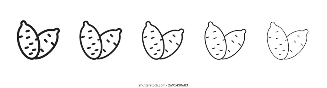 Icono de la batata, ilustración del logotipo del Vector del contorno, pictograma lineal aislado