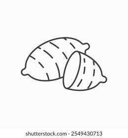 Icono de batata en estilo de línea delgada negra.