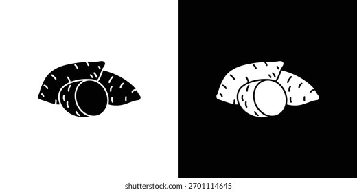 Vector de la silueta del icono de la batata en colores negros. estilo plano del diseño del logotipo del símbolo