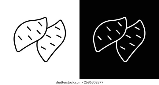 Pictograma de Vector simple del icono de la batata. concepto de icono blanco y negro