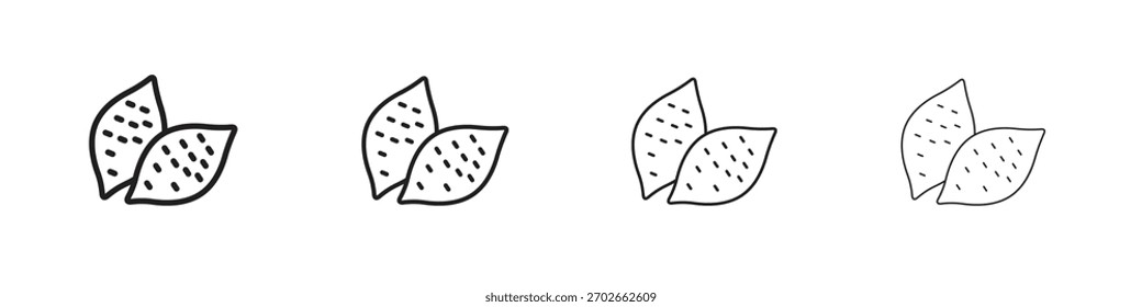Icono de batata. Diseño de estilo delgado, ligero, regular y audaz aislado sobre fondo blanco