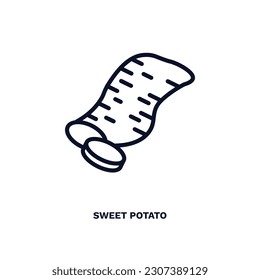 sweet potato icon. Thin line sweet potato icon from vegetables and fruits collection. Outline vector isolated on white background. Editable sweet potato symbol can be used web and mobile
