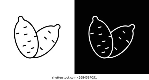 Süßkartoffel-Symbol, dünne Linie Symbol auf weißem Hintergrund. Bearbeitbare Strichvektorgrafik