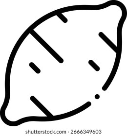 Icono de batata. Diseño De Estilo Lineal Delgado Aislado Sobre Fondo Blanco