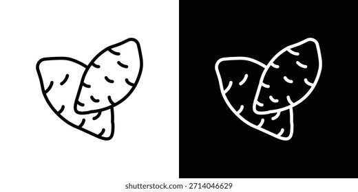 Icono de batata en trazo delgado y estilo plano.
