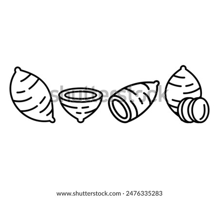 sweet potato icons symbol vector design simple line black white color illustration collection sets