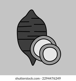 Sweet Potato isolated vector grayscale icon. Vegetable sign. Graph symbol for food and drinks web site, apps design, mobile apps and print media, logo, UI