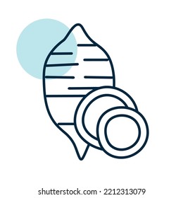 Icono vector aislado de la batata dulce. Señal de verduras. Símbolo gráfico del sitio web de comida y bebida, diseño de aplicaciones, aplicaciones móviles y medios impresos, logotipo, interfaz de usuario