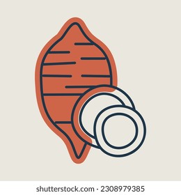 Sweet Potato isolated vector icon. Vegetable sign. Graph symbol for food and drinks web site, apps design, mobile apps and print media, logo, UI