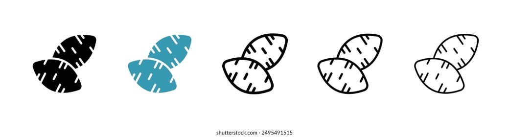 Conjunto de Vector de iconos de línea de batata dulce.