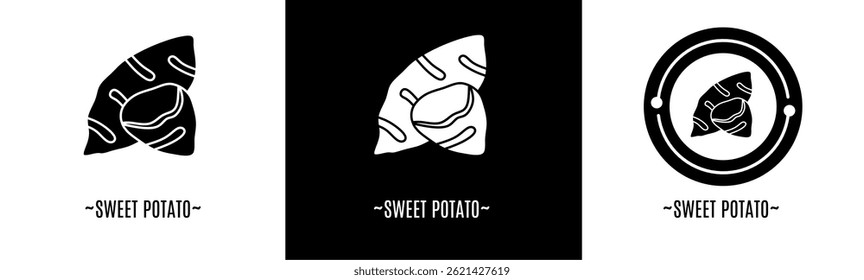 Sweet potato logo set. Collection of black and white logos. Stock vector.