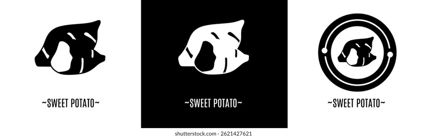 Sweet potato logo set. Collection of black and white logos. Stock vector.