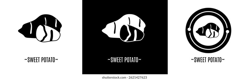 Sweet potato logo set. Collection of black and white logos. Stock vector.