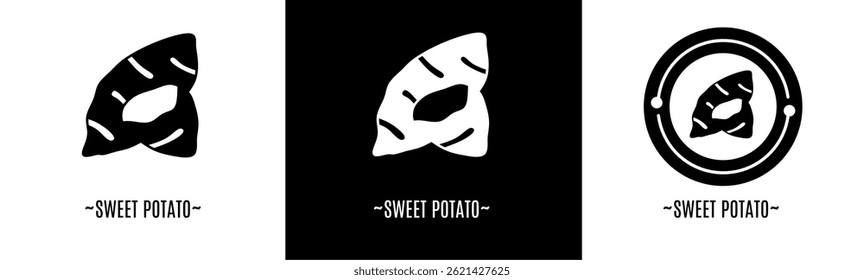 Sweet potato logo set. Collection of black and white logos. Stock vector.