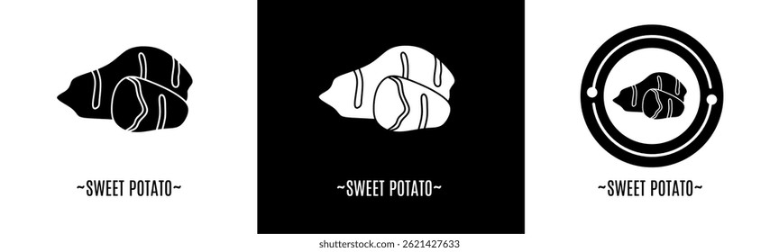 Sweet potato logo set. Collection of black and white logos. Stock vector.