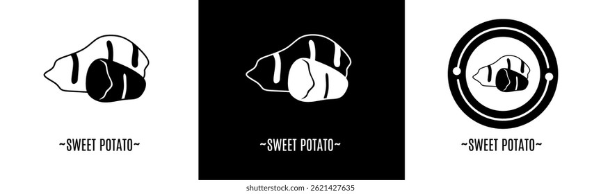 Sweet potato logo set. Collection of black and white logos. Stock vector.