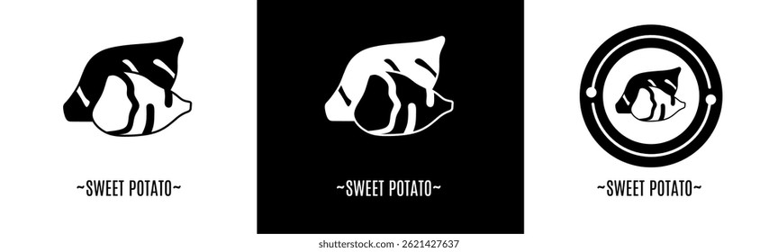 Sweet potato logo set. Collection of black and white logos. Stock vector.
