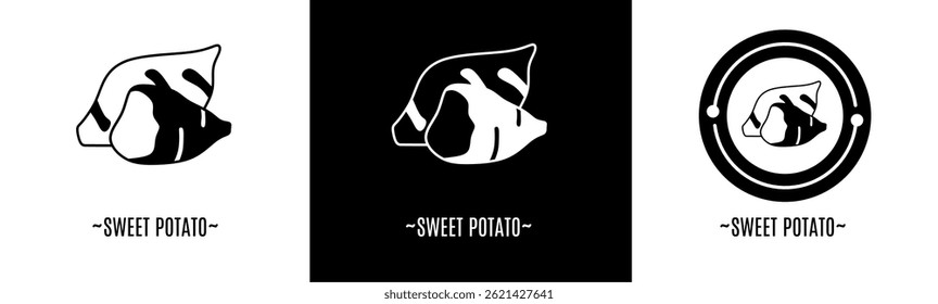 Sweet potato logo set. Collection of black and white logos. Stock vector.