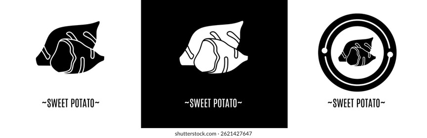 Sweet potato logo set. Collection of black and white logos. Stock vector.