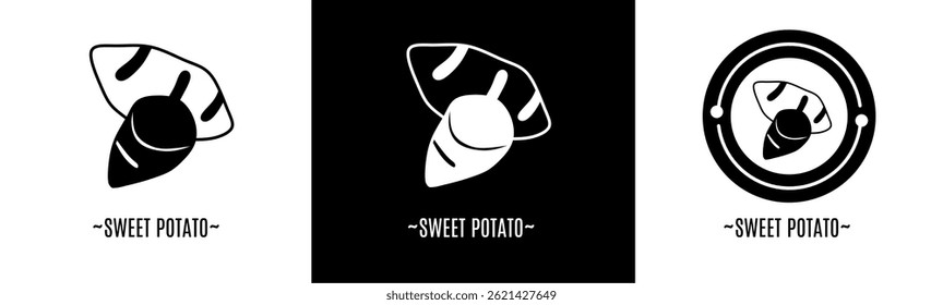 Sweet potato logo set. Collection of black and white logos. Stock vector.