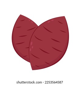 Sweet potato. Organic healthy vegetable. Fresh natural root. Made in vector cartoon flat style. Roasted sweet potato. Japanese Sweet potato.