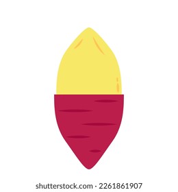 Sweet potato. Organic healthy vegetable. Fresh natural root. Made in vector cartoon flat style. Roasted sweet potato. Japanese Sweet potato.