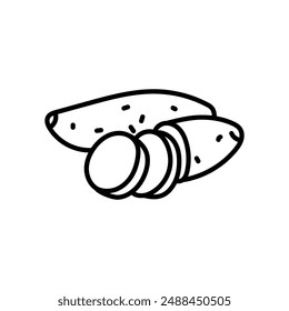 Ícono de esquema de batata dulce, Ilustración vectorial
