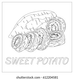 Sweet Potato Page Coloring Book Doodle Stock Vector Royalty Free 612204581