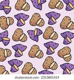 Diseño o fondo de patrón de batata y patata
