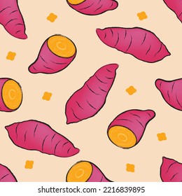 Sweet potato seamless pattern vector, vector illustration, design template, background template