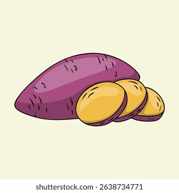 Sweet Potato Sliced Root Vegetable Illustration