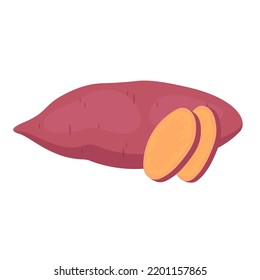 sweet potato with slices flat vector illustration logo icon clipart