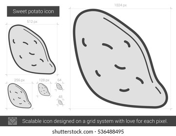 Sweet potato vector line icon isolated on white background. Sweet potato line icon for infographic, website or app. Scalable icon designed on a grid system.