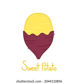 Vector de batata dulce.  Dulce Papa sobre fondo blanco.