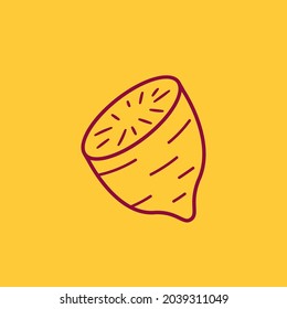 Vector de batata dulce. Dulce Papa sobre el fondo amarillo. Icono de la batata dulce.