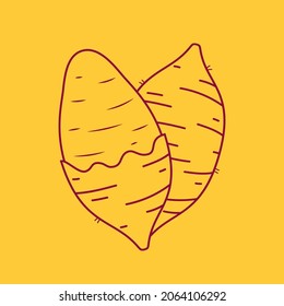 Sweet Potato vector. Sweet Potato on yellow background. Sweet Potato icon.