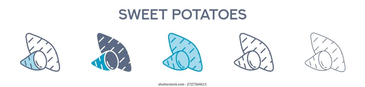 Elemento De Batatas Para Diseño Gráfico - Estilos Múltiples. Ilustración vectorial De Dos Colores Y Negro. Los Diseños Múltiples De Los Iconos Se Pueden Utilizar Para El Móvil, Ui, Web