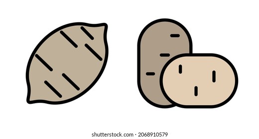 batatas y papas. Ilustración vectorial de las verduras. Comida ecológicas. Comida vegetariana
