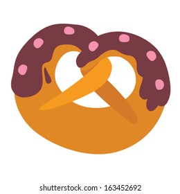 sweet pretzel in the glaze. ?ute vector drawing baking for cafe and holidays.