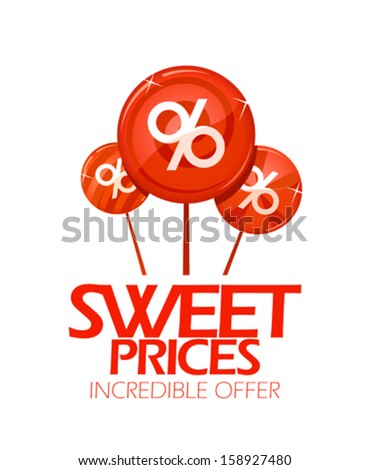 Sweet prices design with lollipops.