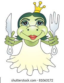 Sweet princess frog is ready for dinner
