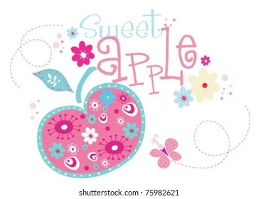 Sweet Print Design with apple.