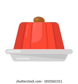 Un pudín dulce con colmenillas de cerezo, plato coagulado 