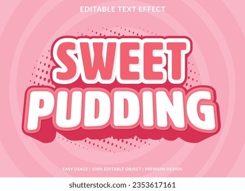 Design mit süßem Pudding-Texteffekt mit 3D-Stil für Firmenmarke und Logo