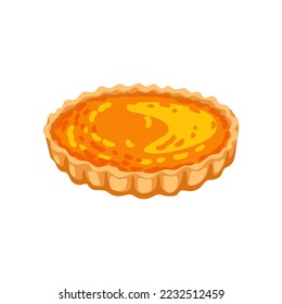 Sweet pumpkin pie vector illustration  Cartoon drawing whole pie white background  Autumn  Thanksgiving day  desserts concept